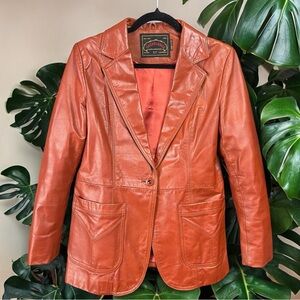 Vintage Casablanca Burnt Orange Leather Blazer